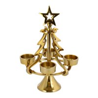 Adventskranz Tannenbaum aus Metall gold, H: 28 cm -...