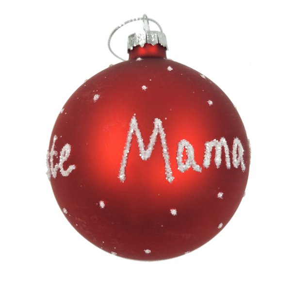 Große Christbaumkugel Beste Mama D: 8cm - Baumschmuck Familie, Baumkugel, Weihnachtsgeschenk