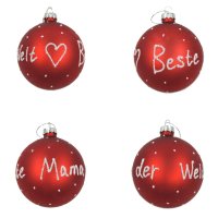 Große Christbaumkugel Beste Mama D: 8cm - Baumschmuck Familie, Baumkugel, Weihnachtsgeschenk