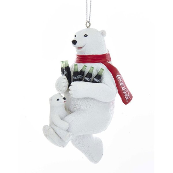 Baumschmuck Eisbär Coca Cola mit Eisbärkind - Baumkugel Bär, Weihnachtsdeko, Christbaumkugel