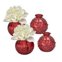 Glasvase "Jive", Vase rot, H: 8,5 cm (4er Set)...