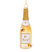 Baumschmuck goldene Champagner Flasche mit Biene - Bee...