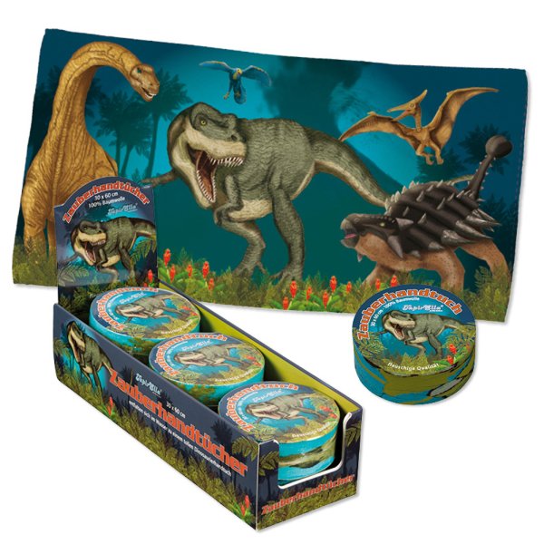 Magisches Handtuch Dinosaurier T-Rex 60x30 cm - Zauberhandtuch, Kinder Handtuch, Kindergeschenk, Dino, Adventskalender