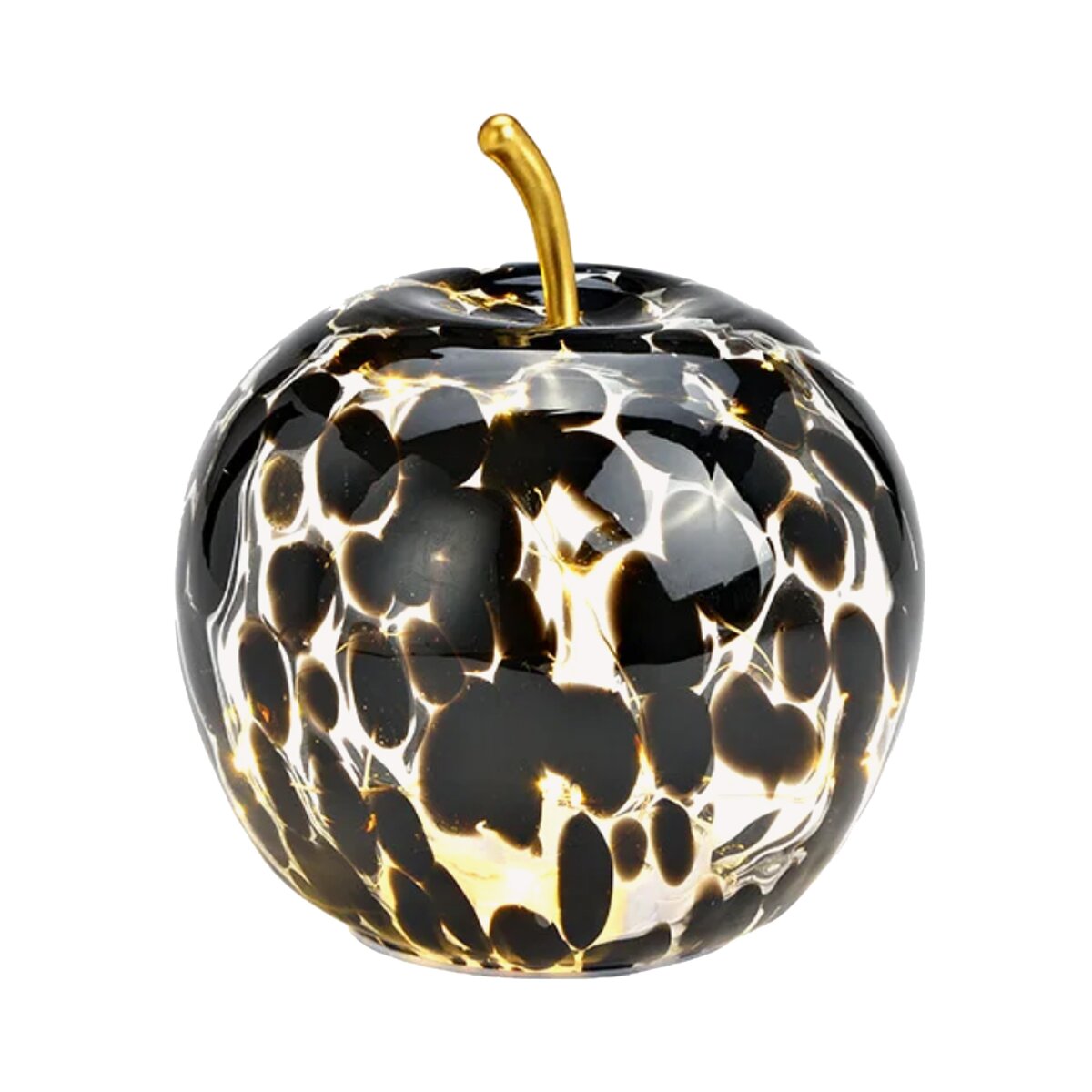 Dekoleuchte Apfel (S) Glas, Schwarz gepunktet, Apfel Lampe mit LED Li ...