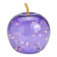 Dekoleuchte Apfel (S) Glas, Helllila,  Apfel Lampe mit LED Lichterkette, Dekolampe, Tischleuchte, Apfellampe