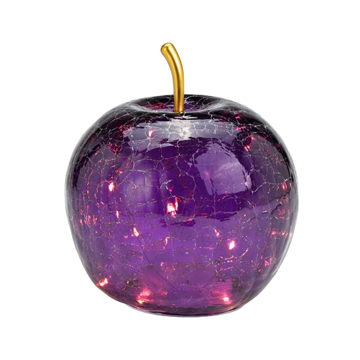 Dekoleuchte Apfel (S) Glas, Dunkellila, Apfel Lampe mit LED Lichterke ...