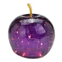 Dekoleuchte Apfel (S) Glas, Dunkellila,  Apfel Lampe mit LED Lichterkette, Dekolampe, Tischleuchte, Apfellampe