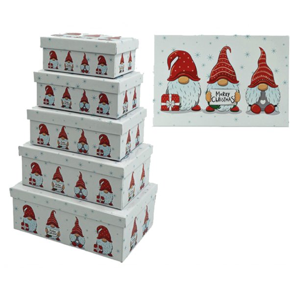 Geschenkkarton Set Wichtel (5er Set) - Weihnachten Karton, Geschenkbox , Geschenkschachtel