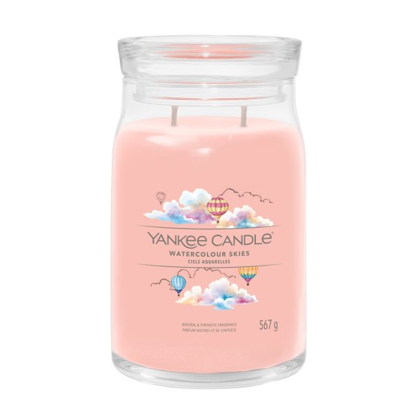 Yankee Candle Duftkerze im Glas (groß) WATERCOLOUR SKIES - Kerze mit Brenndauer bis zu 90 Stunden