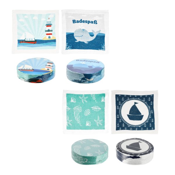 Magisches Handtuch Meer Maritim (4er Set) - Zauberhandtuch, Kinder Handtuch, Kindergeschenk, Boot, Strand