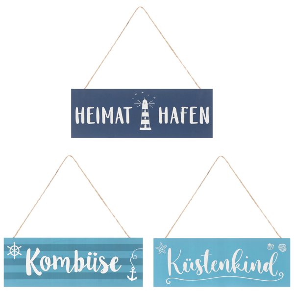 Deko Schild maritim (3er Set) - Küstenkind, Kombüse, Heimathafen - Holzschild im Retro Look, Türschild, Deko Ferienwohnung Meer, Maritime Deko