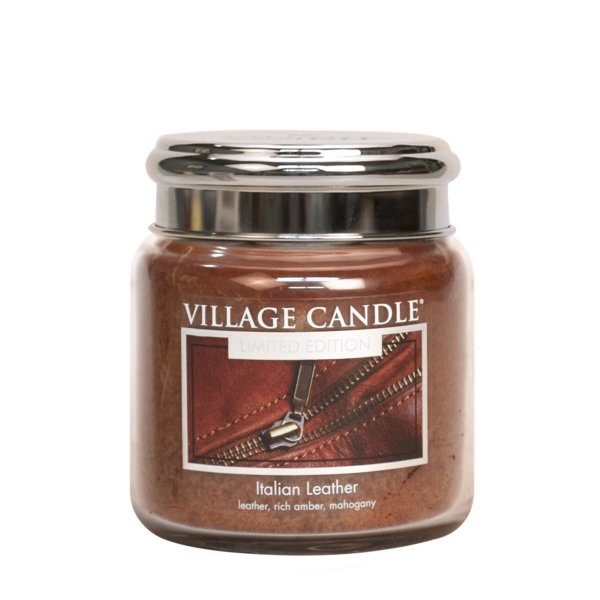 Village Candle Duftkerze im Glas (medium) Italian Leather LE - Limited Edition - Kerze mit 2-Docht Technologie