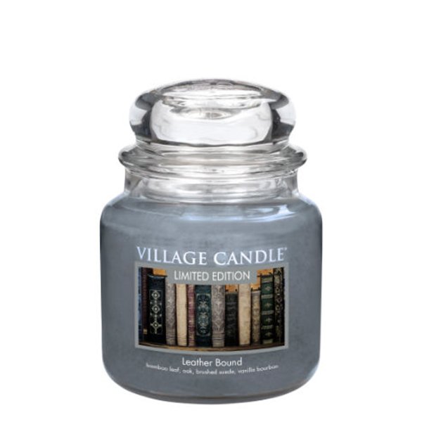 Village Candle Duftkerze im Glas (medium) Leather Bound LE - Limited Edition - Kerze mit 2-Docht Technologie