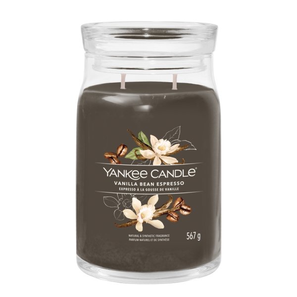 Yankee Candle Duftkerze im Glas (groß) VANILLA BEAN ESPRESSO - Kerze mit Brenndauer bis zu 90 Stunden