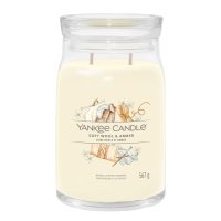 Yankee Candle Duftkerze im Glas (groß) SOFT WOOL & AMBER - Kerze mit Brenndauer bis zu 90 Stunden
