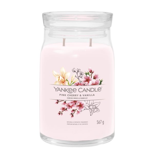 Yankee Candle Duftkerze im Glas (groß) PINK CHERRY & VANILLA - Kerze mit Brenndauer bis zu 90 Stunden