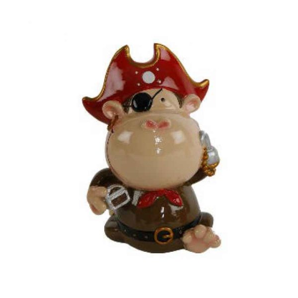 Spardose Pirat (Affe, roter Hut) - Kinderspardose / Sparschwein