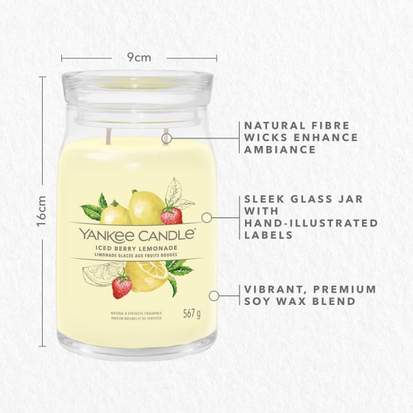 Yankee Candle Duftkerze im Glas (gro) ICED BERRY LEMONADE - Kerze mit Brenndauer bis zu 90 Stunden