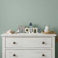 Schriftzug Moin mit Anker 30 cm - Maritim Deko, Möwe, Leuchtturm, Holz Schild, Deko Ferienwohnung Meer