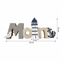 Schriftzug Moin mit Anker 30 cm - Maritim Deko, Möwe, Leuchtturm, Holz Schild, Deko Ferienwohnung Meer