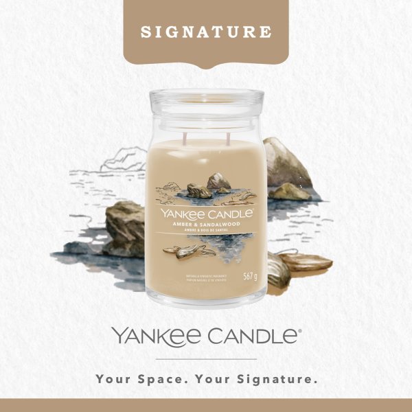 Yankee Candle Duftkerze im Glas (gro) AMBER & SANDALWOOD - Kerze mit Brenndauer bis zu 90 Stunden