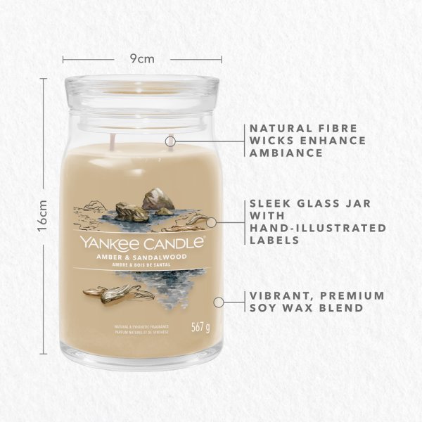 Yankee Candle Duftkerze im Glas (gro) AMBER & SANDALWOOD - Kerze mit Brenndauer bis zu 90 Stunden