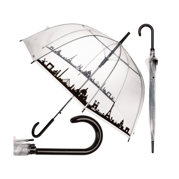 Regenschirm Skyline Paris, transparent - Kuppel-Regenschirm mit Automatiköffnung, Schirm Frankreich