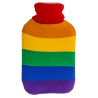 Wärmflasche Regenbogen Pride, 2 l mit Strickbezug -...