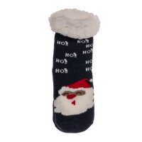 2 Paar Hüttensocken mit ABS-Sohle Rentier und Santa Claus, Gr. 22 - 34 - Kuschelsocken, Wintersocken, Hausschuh Socken, Wohlfühlsocken, Strumpf, Hütten-Strümpfe