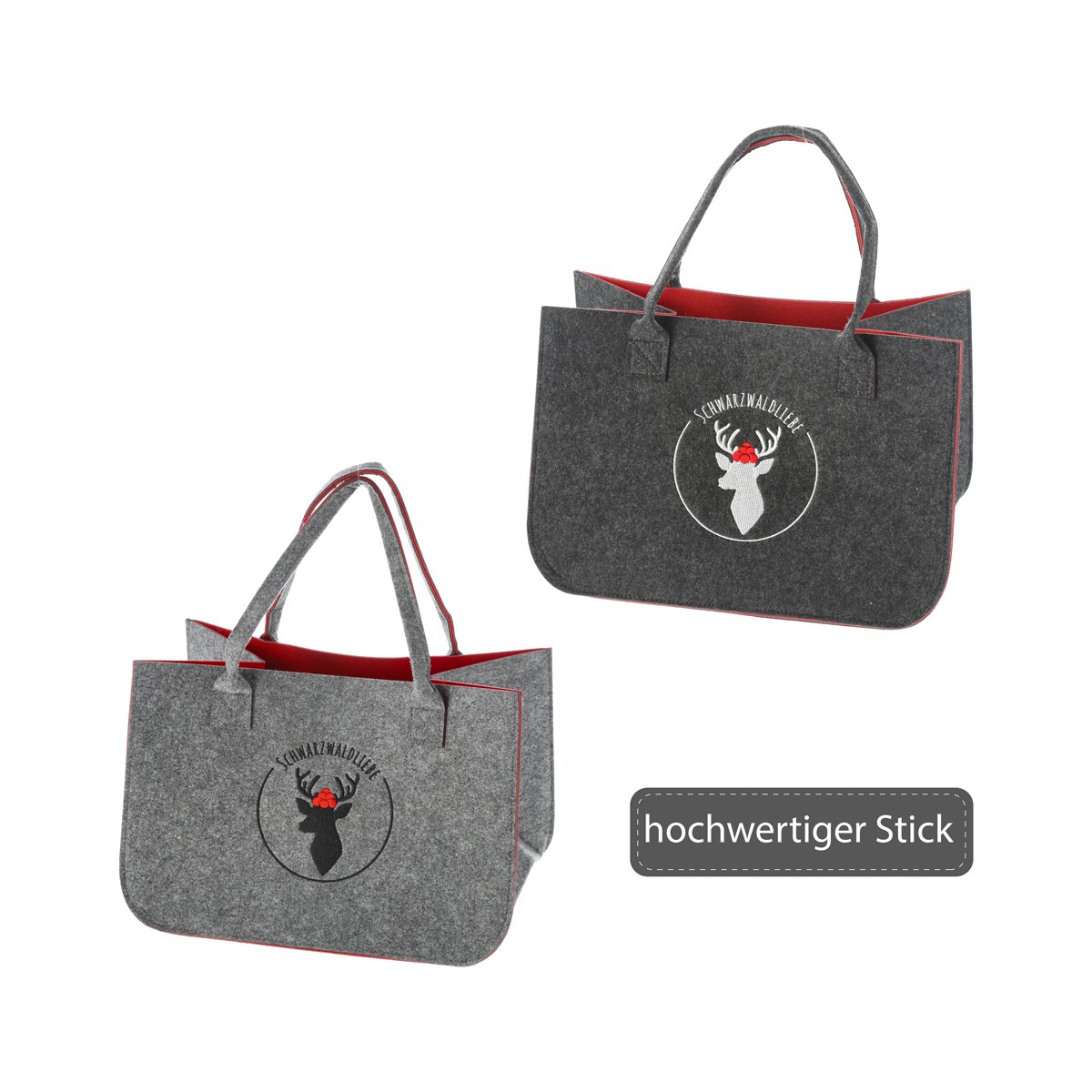 Filztasche Schwarzwald Heimatliebe mit Stickerei 40x27 cm