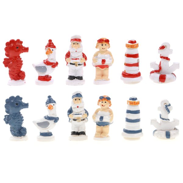Schachspiel Maritim 25x25 cm klappbar, Schachbrett aus Holz - Schach Spiel, maritime Figuren, Meer Strand Design
