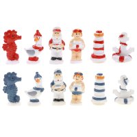 Schachspiel Maritim 25x25 cm klappbar, Schachbrett aus Holz - Schach Spiel, maritime Figuren, Meer Strand Design