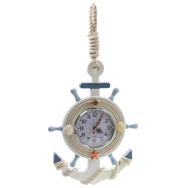 Holz Anker mit Uhr H:34 cm zum Hängen  - Deko maritim, Shabby Look, Wanduhr, maritime Hängedeko