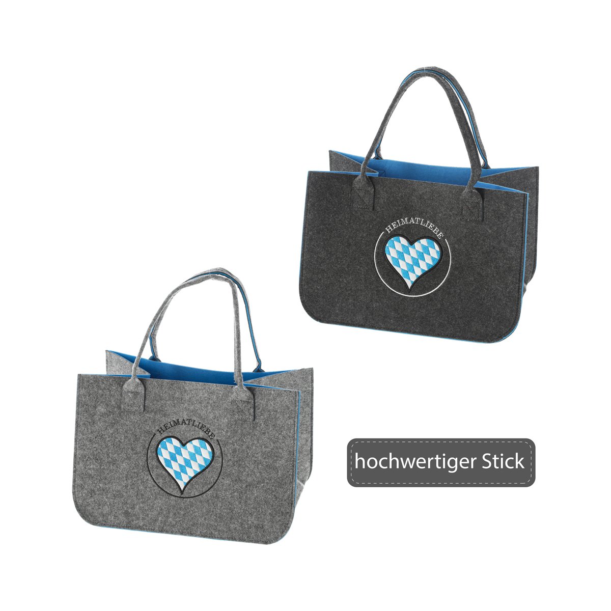 Filztasche Heimatliebe Bayern mit Herz Stickerei 40x27 cm