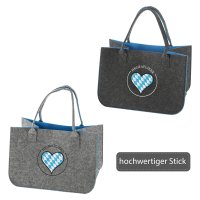 Filztasche Heimatliebe Bayern mit Herz Stickerei 40x27 cm...
