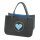 Filztasche Heimatliebe Bayern, anthrazit mit Herz Stickerei 40x27 cm - Einkaufstasche, Heimat Handtasche, Geschenktasche Anthrazit