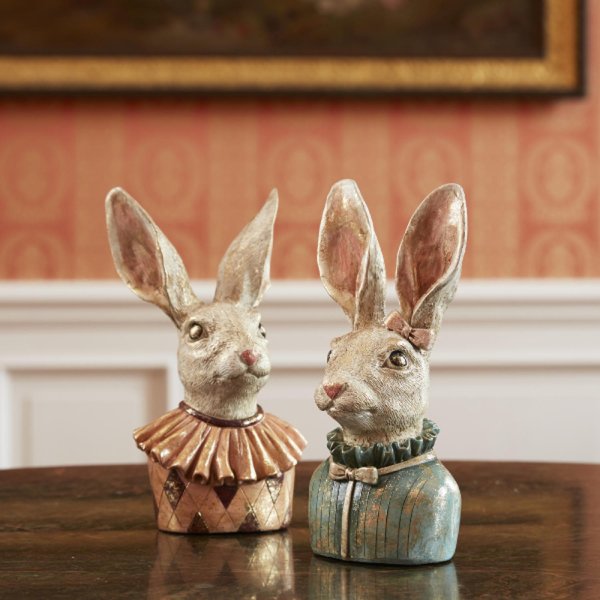 Dekofigur Bste Hase Heidilein & Heinzilein H: 22,5 cm (2er Set) - Frhlingsdeko, Kartenhalter, Deko Hase, Osterdeko, Osterhase, Ostern