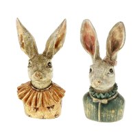 Dekofigur Büste Hase Heidilein & Heinzilein H: 22,5 cm (2er Set) - Frühlingsdeko, Kartenhalter, Deko Hase, Osterdeko, Osterhase, Ostern