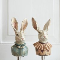 Dekofigur Büste Hase Heidilein & Heinzilein H: 22,5 cm (2er Set) - Frühlingsdeko, Kartenhalter, Deko Hase, Osterdeko, Osterhase, Ostern