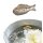 Teichdeko Fisch silber 15,5 cm aus Porzellan schwimmend für Schwimmschale - Teich Deko, Deko für Vogeltränk, Fische, Schwimmtiere