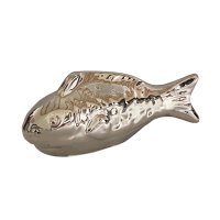 Teichdeko Fisch silber 11 cm aus Porzellan schwimmend...