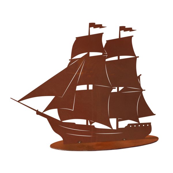 Dekofigur Segelschiff H:30 cm im Rost Design - Rostfigur Schiff, maritime Gartendeko Segelboot, Metalldeko