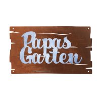 Schild Papas Garten L:40 cm im Rost Design - Rostfigur,...