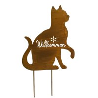 Gartenstecker Katze Willkommen im Rost Design - Rostfigur...