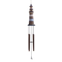 Windspiel Leuchtturm aus Holz und Metall H: 90cm -...