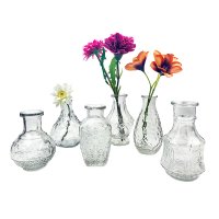 Vase Vintage (6er Set), Klarglas Vase, H: 11,5-14 cm -...