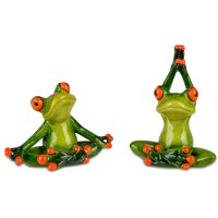 Dekofigur sitzender Yoga Frosch (2er Set) 8x10 cm -...
