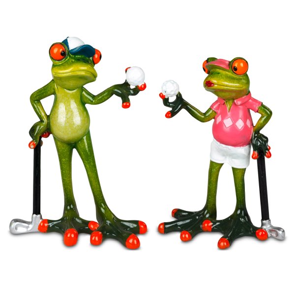 Dekofigur Frosch Golfspieler (2er Set) 13x10 cm - Deko Golf Sport, Frösche, lustige Dekoration, Mitbringsel
