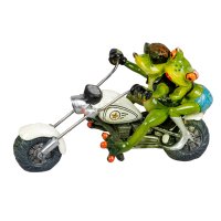 Biker Frosch auf weissem Chopper mit Sozia 21x12 cm -...