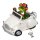 Spardose Frosch in weisser Ente 14x11 cm - Sparbüchse Führerschein, Dekofigur Auto Frösche, lustige Dekoration